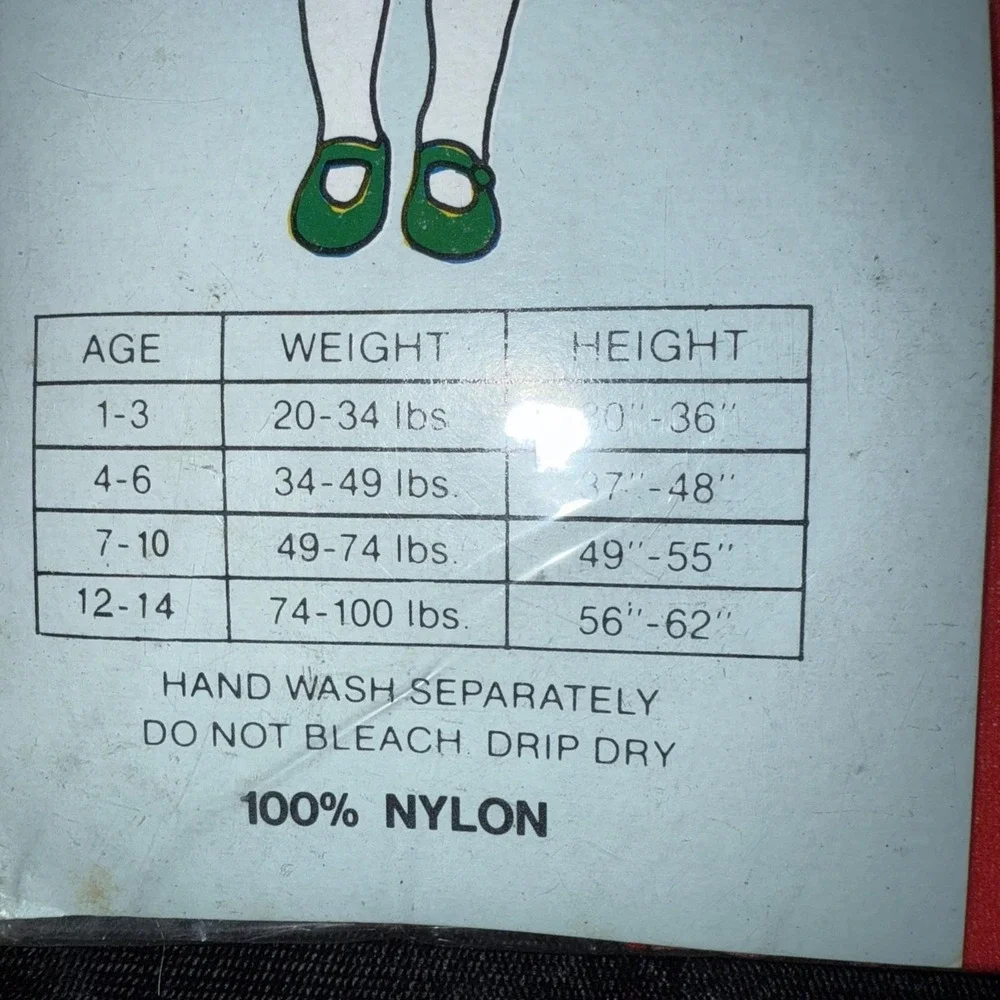 Vintage Girls Red Panty‎ Stockings Nylon Size 4-6Years Made In USA Seamless 5198